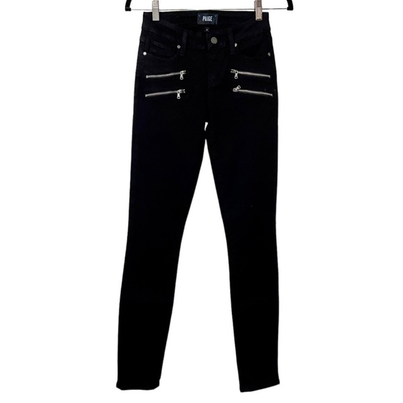 NEW PAIGE Denim Transcend Edgemont Ultra Skinny Jeans Black Shadow - Picture 3 of 5